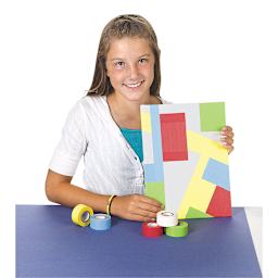 Mavalus Tape - Child showing abstract artwork made from Tape
