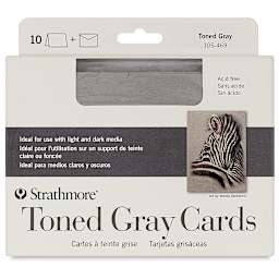 Strathmore 400 Series Toned Cards - Grey, 5" x 6-7/8", Pkg of 10, front of the packaging