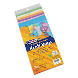 Creativity Street Kraft Bags - Pastels, Pkg of 28, 6" L x 3-6/10" W x 11" H - front of packaging
