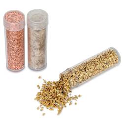 Arnold Grummer’s Brilliants Metallic Flakes - Set of 3 with Gold tube open and spilling out