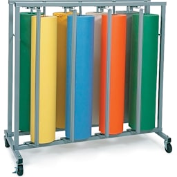 Paper Roll Rack - 36", Vertical With Casters, 8 Rolls