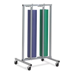 Paper Roll Rack - 36", Vertical With Casters, 2 Rolls