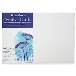 Strathmore Creative Cards and Envelopes - Full Size, Fluorescent White with Deckle, Pkg of 100, front