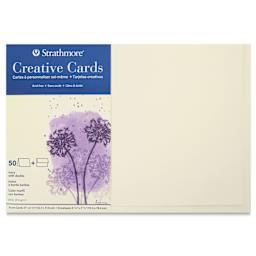 Strathmore Creative Cards and Envelopes - Full Size, Ivory with Deckle, Pkg of 50, front
