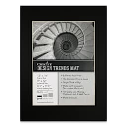 Crescent Pre-Cut Mat - Raven Black, 12" x 16" (8-1/2" x 11-1/2" Opening)