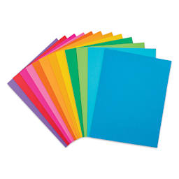 Hygloss Bright Tag Pack - 8-1/2" x 11", Pkg of 96, sheets of various colors fanned out