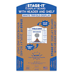 Royal Brites Stage-It Trifold Project Display Board - 37" x 44", White, closed