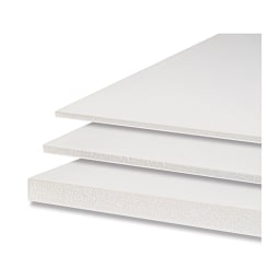 White Foam Board - Closeup of corner of 3 different thicknesses of Foam Board stacked