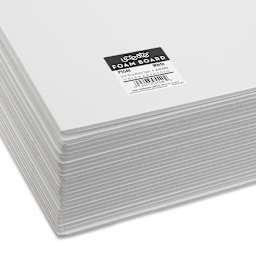 Pacon Ucreate White Foam Boards - 20" x 30", 3/16", Pkg of 25, close-up of corners of stacked boards