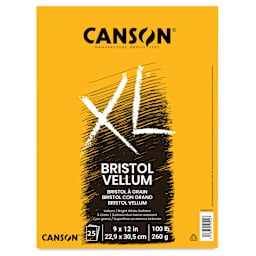 Canson XL Bristol - Pad, 9" x 12", Vellum, 25 Sheets, Tapebound