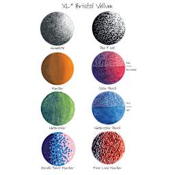 Canson XL Bristol Pads - Vellum - circles drawn with different media showing effects