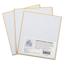 Aitoh Hosho Paper Shikishi Boards - 4-3/4" x 5-1/4", Pkg of 3, with packaging label