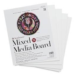Strathmore 500 Series Mixed Media Boards - Front of package of 4 11"x14" Boards