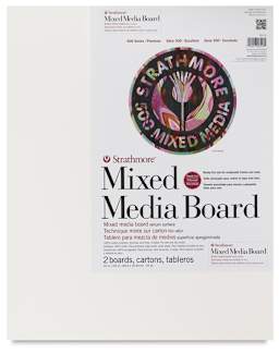 Strathmore 500 Series Mixed Media Boards - Front of package of 2 16"x20" Boards