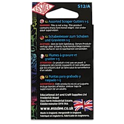 Essdee Scratchboard Scraper Cutters - Assorted, Set of 12 - back of packaging