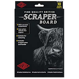 Essdee Scraperboard - Pkg of 10, 6" x 9", White, Un-Inked - front of packaging