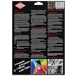 Essdee Black Pre-Inked Scraperboard - Pkg of 5, 9" x 12" - back of packaging