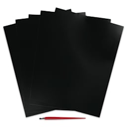 Essdee Black Pre-Inked Scraperboard - Pkg of 5, 9" x 12"
