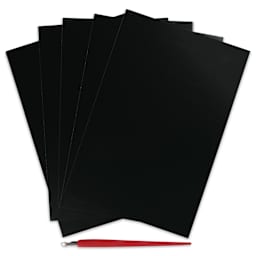 Essdee Black Pre-Inked Scraperboard - Pkg of 5, 6" x 9"