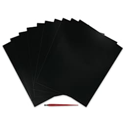 Essdee Black Pre-Inked Scraperboard - Pkg of 10, 9" x 12"