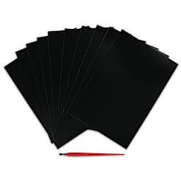 Essdee Black Pre-Inked Scraperboard - Pkg of 10, 6" x 9"