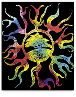 Scratch-Art Scratch-Lite "Stained Glass" Sheets - Artwork of Tree and flames