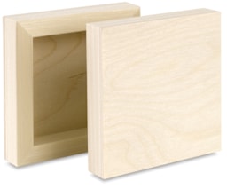 American Easel Wood Painting Panels - 2 4"x 4" Economy panels showing front and back