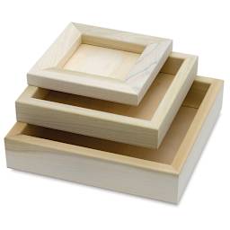 American Easel Panels - 3 panels stacked, showing Flat, Deep and Extra Deep profiles available