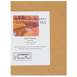 Guerrilla Painter Carton Plein Air Panel Pack - 6" x 8" x 1/32", Pkg of 6 front of packaging