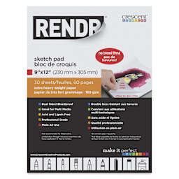 Crescent Rendr Tape Bound Sketch Pad - 9" x 12", 110 lb, 30 Sheets