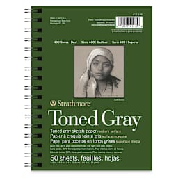Strathmore 400 Series Recycled Toned Sketch Pad - 8-1/2'' x 5-1/2'', 50 Sheets, Cool Gray