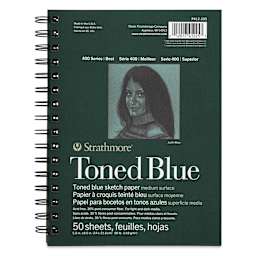 Strathmore 400 Series Recycled Toned Sketch Pad - 8-1/2" x 5-1/2", 50 Sheets, Steel Blue (Cover)