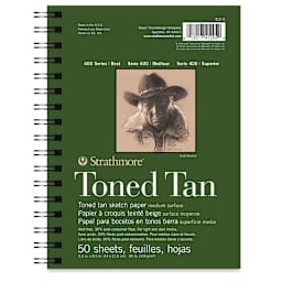Strathmore 400 Series Recycled Toned Sketch Pad - 8-1/2'' x 5-1/2'', 50 Sheets, Warm Tan