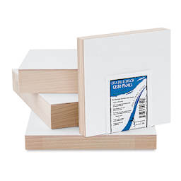 American Easel Gessoed Wood Painting Panels - Various Panels stacked with one upright