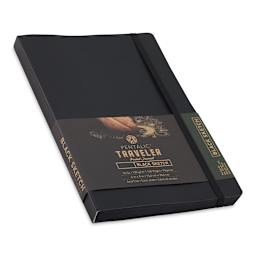 Pentalic Traveler Draw Pocket Journal - 8" x 6", Black Paper, Black Covre, 160 Pages