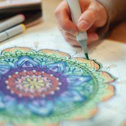  Koala Sketchbook - Circular Grid Sketchbook, 8.5'' x 8.5'' (example mandala using grid)