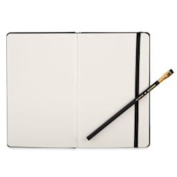 Blackwing Slate Notebooks - Open notebook of blank pages with pencil at angle
