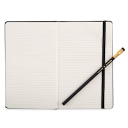 Blackwing Slate Notebooks - Open notebook of ruled pages with pencil at angle