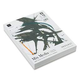 Fabriano Studio Mixed Media Fat Pad - angled view of 9" x 12" pad showing cover and sheets
