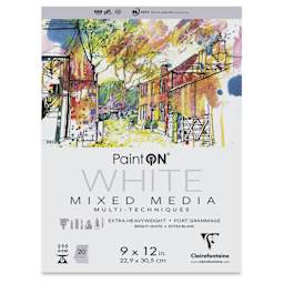 Clairefontaine PaintOn Mixed Media Pad - White, 9" x 12", 20 Sheets