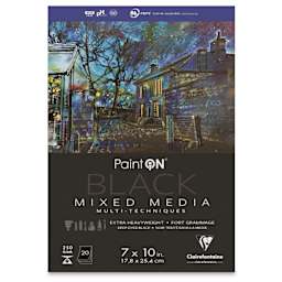 Clairefontaine PaintOn Mixed Media Pad - Black, 7" x 10", 20 Sheets