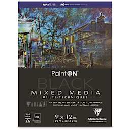 Clairefontaine PaintOn Mixed Media Pad - Black, 9" x 12", 20 Sheets