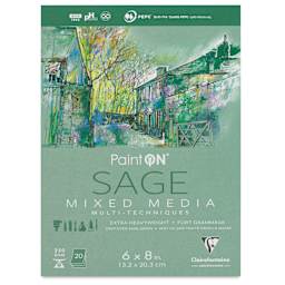 Clairefontaine PaintOn Mixed Media Pad - Sage, 6" x 8", 20 Sheets (front cover)
