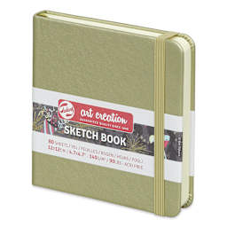 Talens Art Creations Sketchbook - Metallic White Gold, 4.7" x 4.7" (side view)