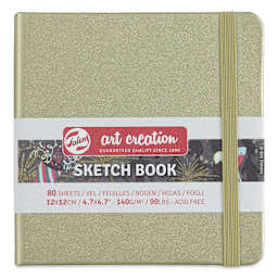 Talens Art Creations Sketchbook - Metallic White Gold, 4.7" x 4.7" (front view)