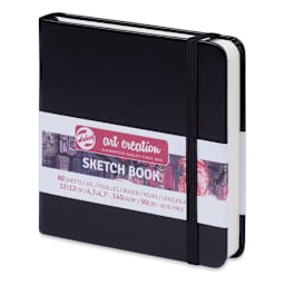 Talens Art Creations Sketchbook - Black, 4.7" x 4.7" (side view)