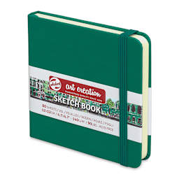 Talens Art Creations Sketchbook - Forest Green, 4.7" x 4.7" (side view)