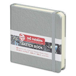 Talens Art Creations Sketchbook - Metallic Shiny Silver, 4.7" x 4.7" (side view)