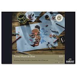 Rembrandt Toned Mixed Media Pads - Front cover of Mystical Blue pad