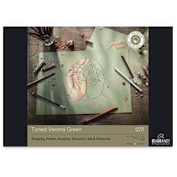 Rembrandt Toned Mixed Media Pads - Front cover of Verona Green pad